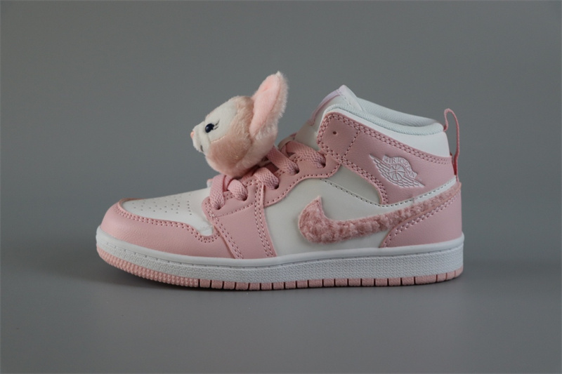Youth Running Weapon Air Jordan 1 Pink/White Shoes 0159
